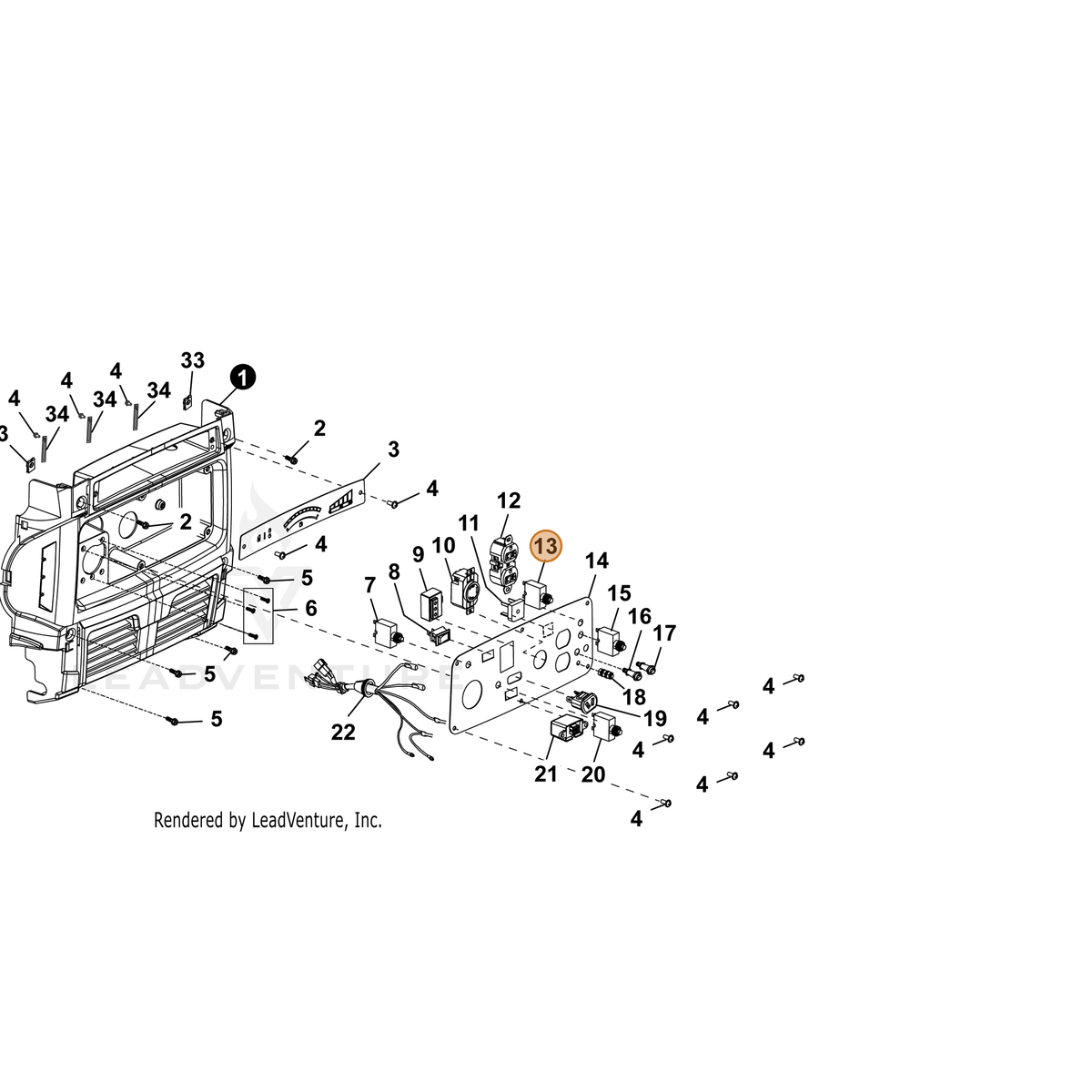 ECHO part YH318000070 — IPL diagram snippet (6x zoom, amber highlight)