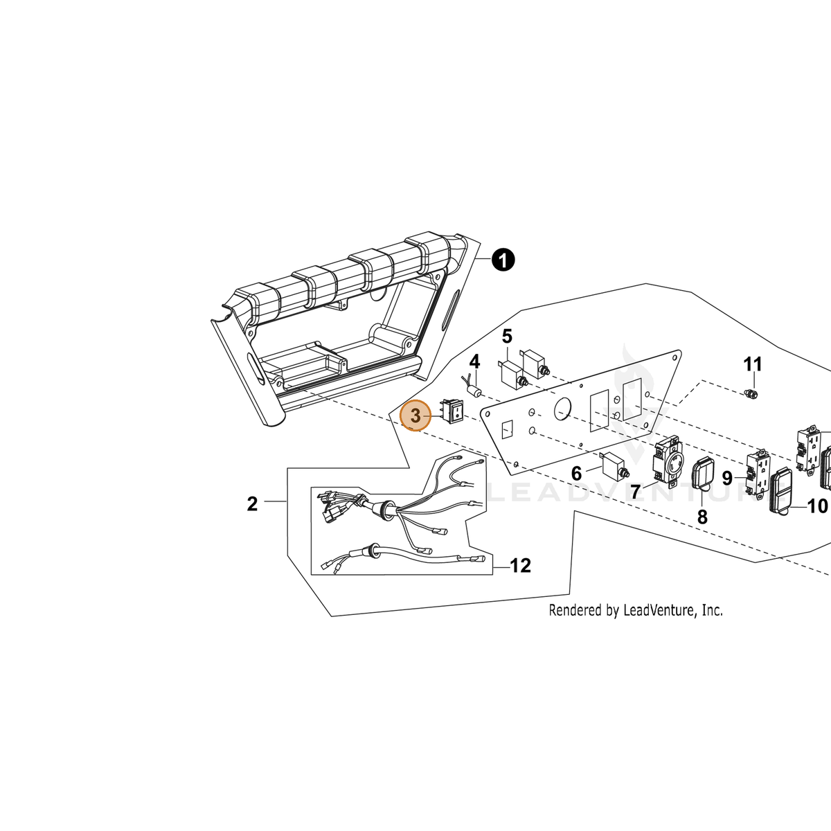 ECHO part YH321000040 — IPL diagram snippet (6x zoom, amber highlight)