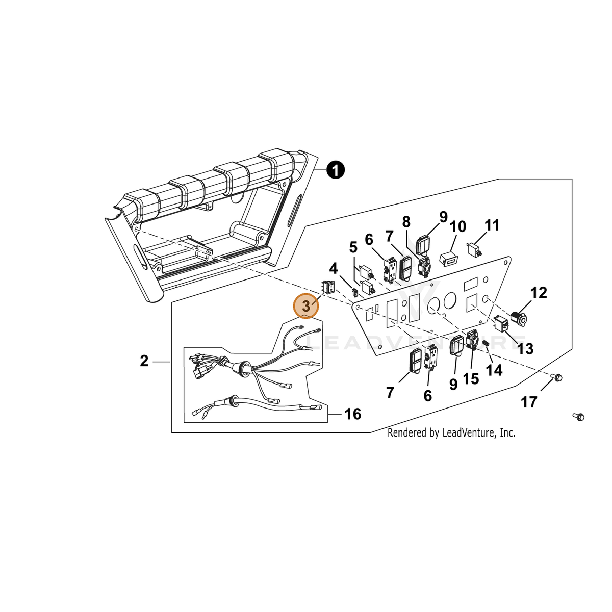 ECHO part YH321000050 — IPL diagram snippet (6x zoom, amber highlight)