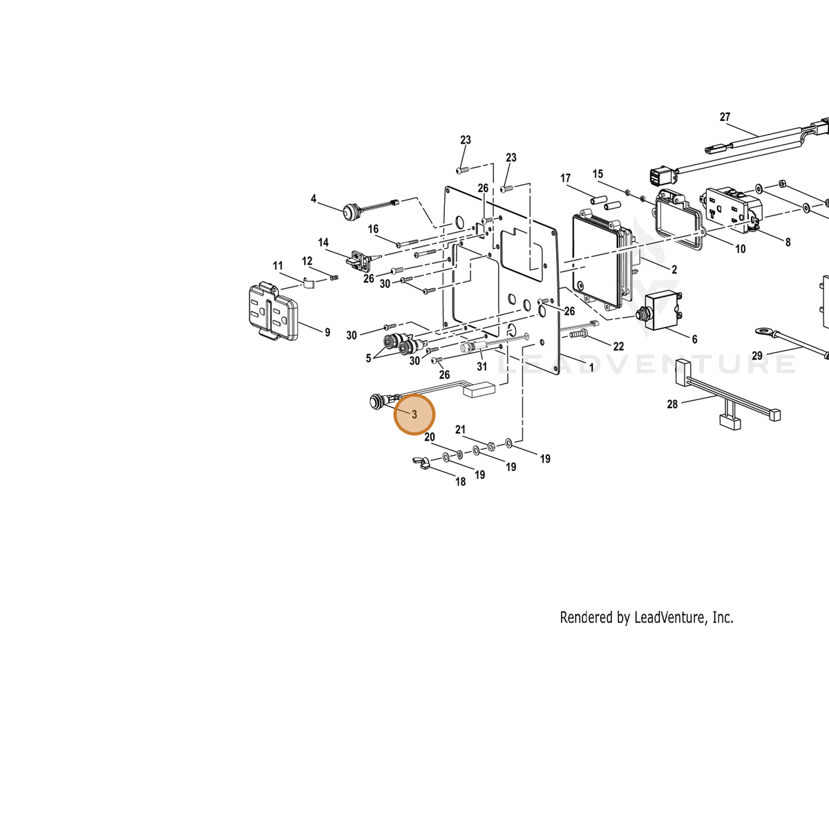 ECHO part YH321000070 — IPL diagram snippet (6x zoom, amber highlight)