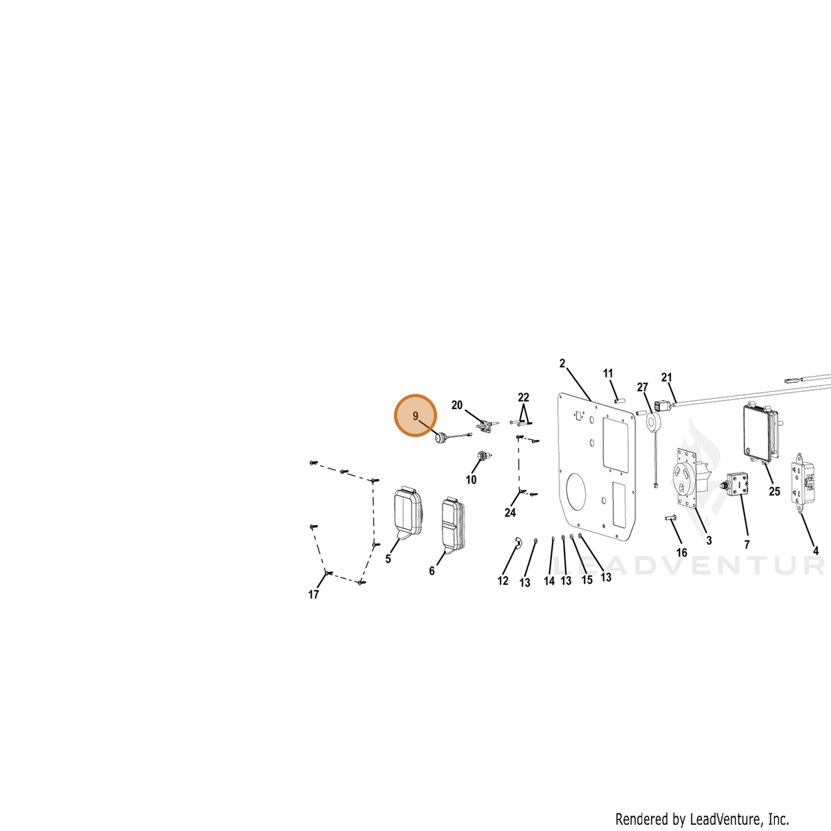 ECHO part YH321000080 — IPL diagram snippet (6x zoom, amber highlight)