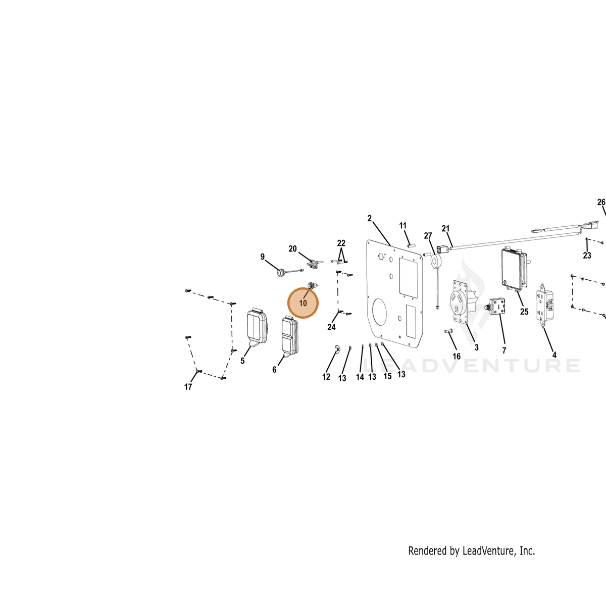 ECHO part YH321000110 — IPL diagram snippet (6x zoom, amber highlight)