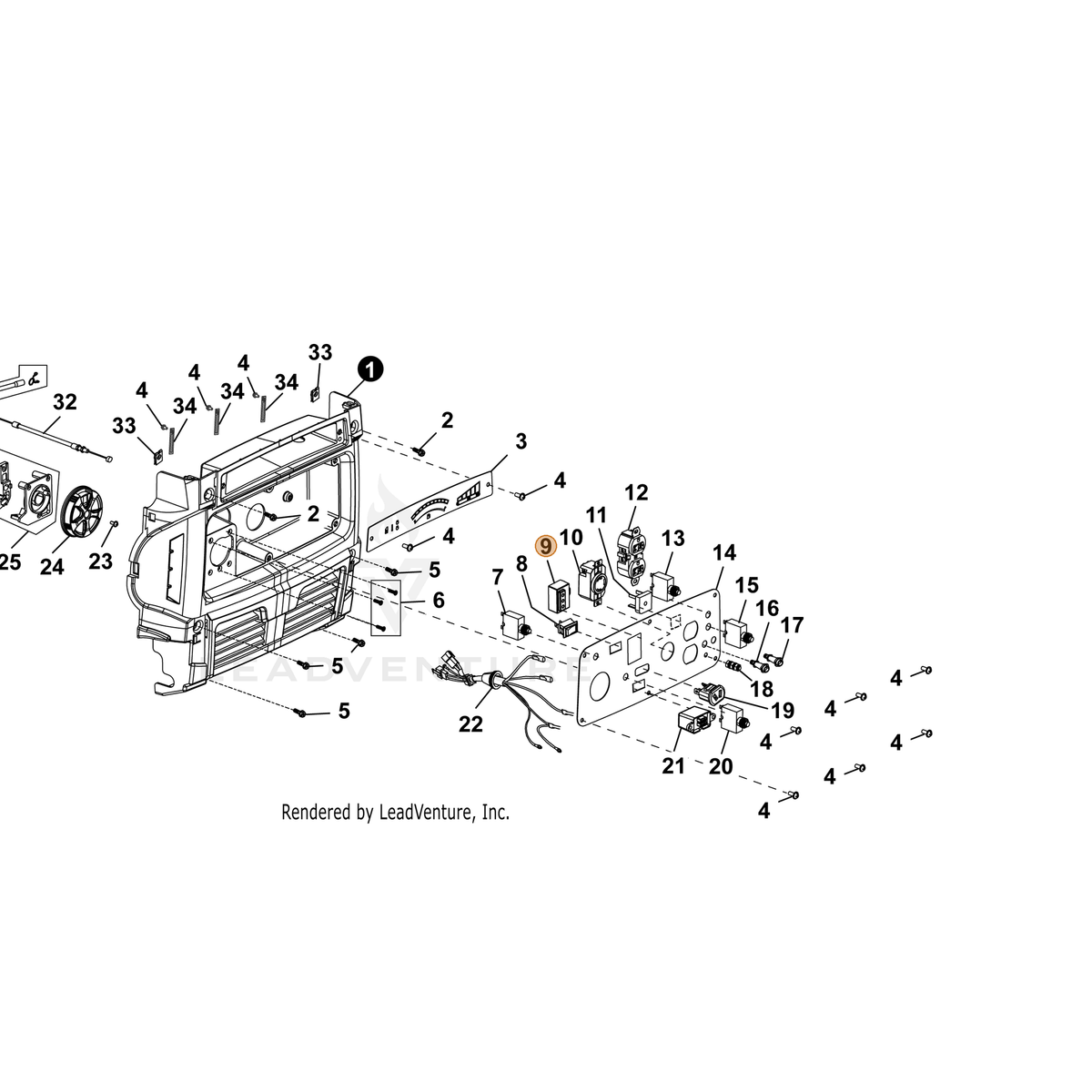 ECHO part YH321000210 — IPL diagram snippet (6x zoom, amber highlight)