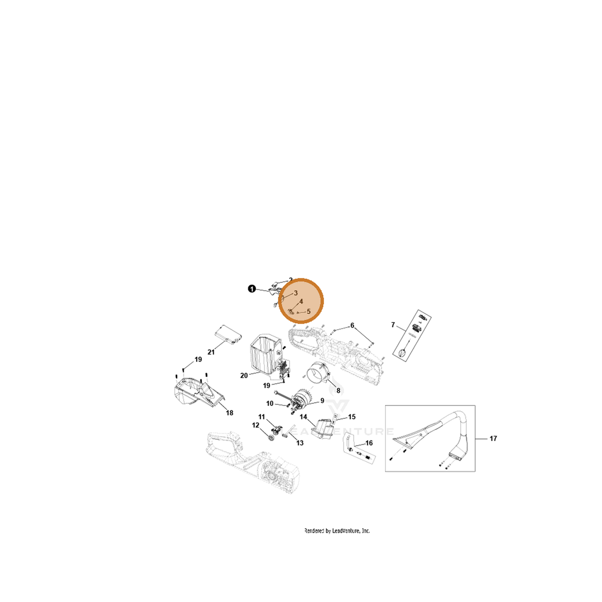 ECHO part YH321000280 — IPL diagram snippet (6x zoom, amber highlight)