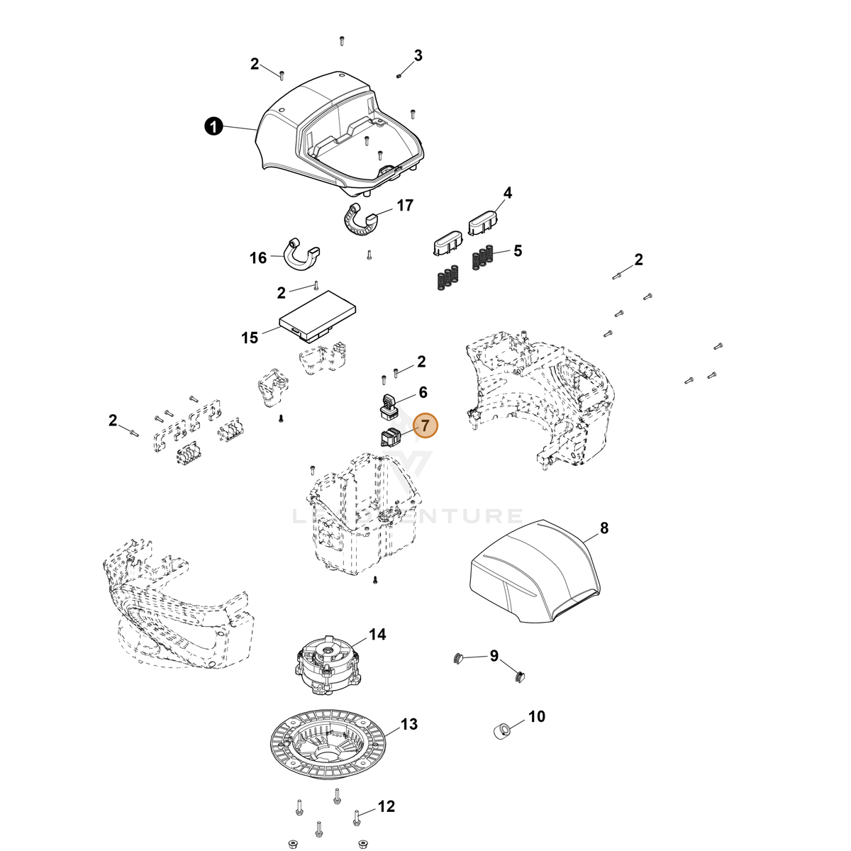 ECHO part YH321000290 — IPL diagram snippet (6x zoom, amber highlight)