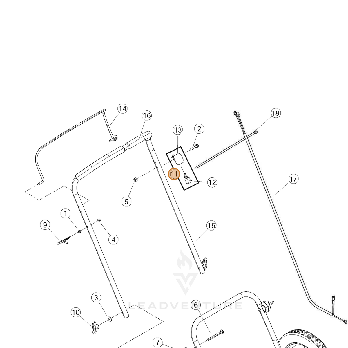 ECHO part YH321000360 — IPL diagram snippet (6x zoom, amber highlight)