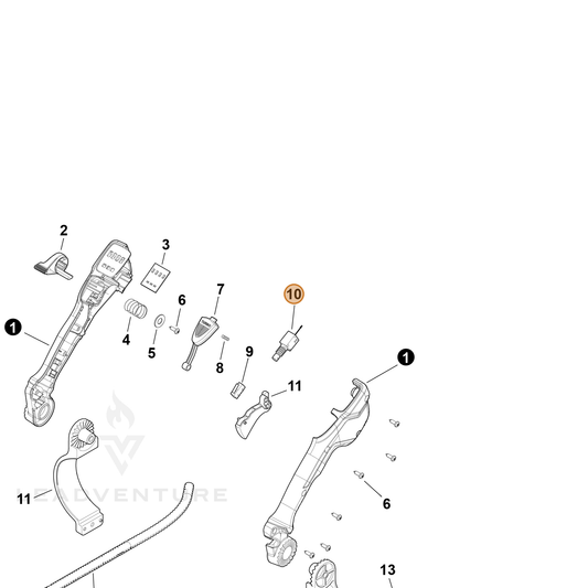 Echo part YH321000371 — IPL diagram snippet (6x zoom, amber highlight)