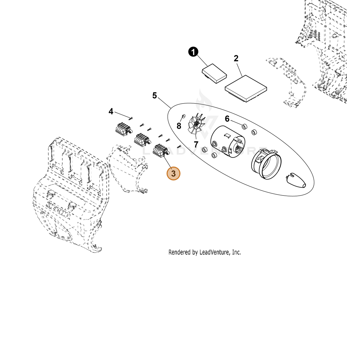 ECHO part YH322000010 — IPL diagram snippet (6x zoom, amber highlight)