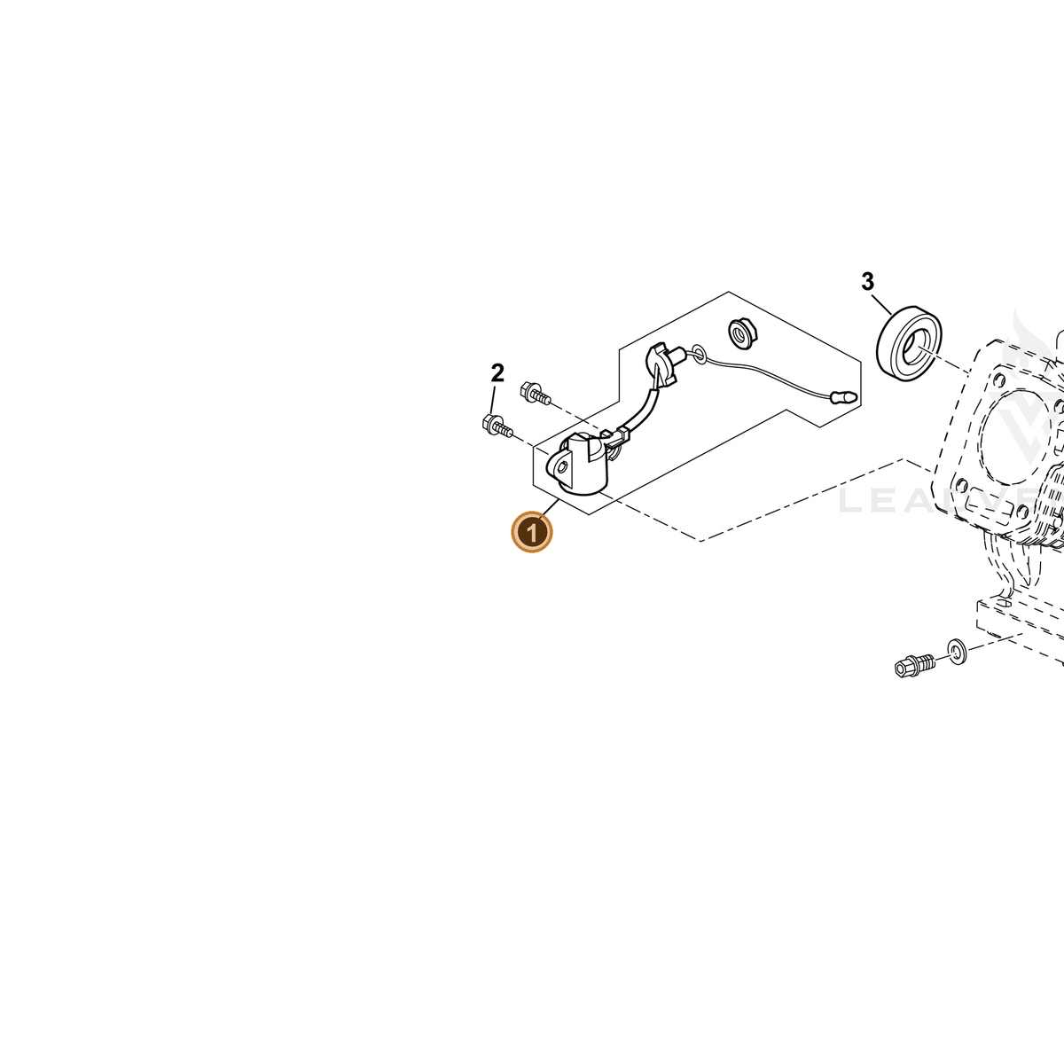 ECHO part YH327000040 — IPL diagram snippet (6x zoom, amber highlight)