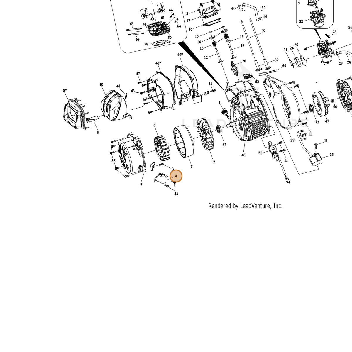 ECHO part YH327000110 — IPL diagram snippet (6x zoom, amber highlight)