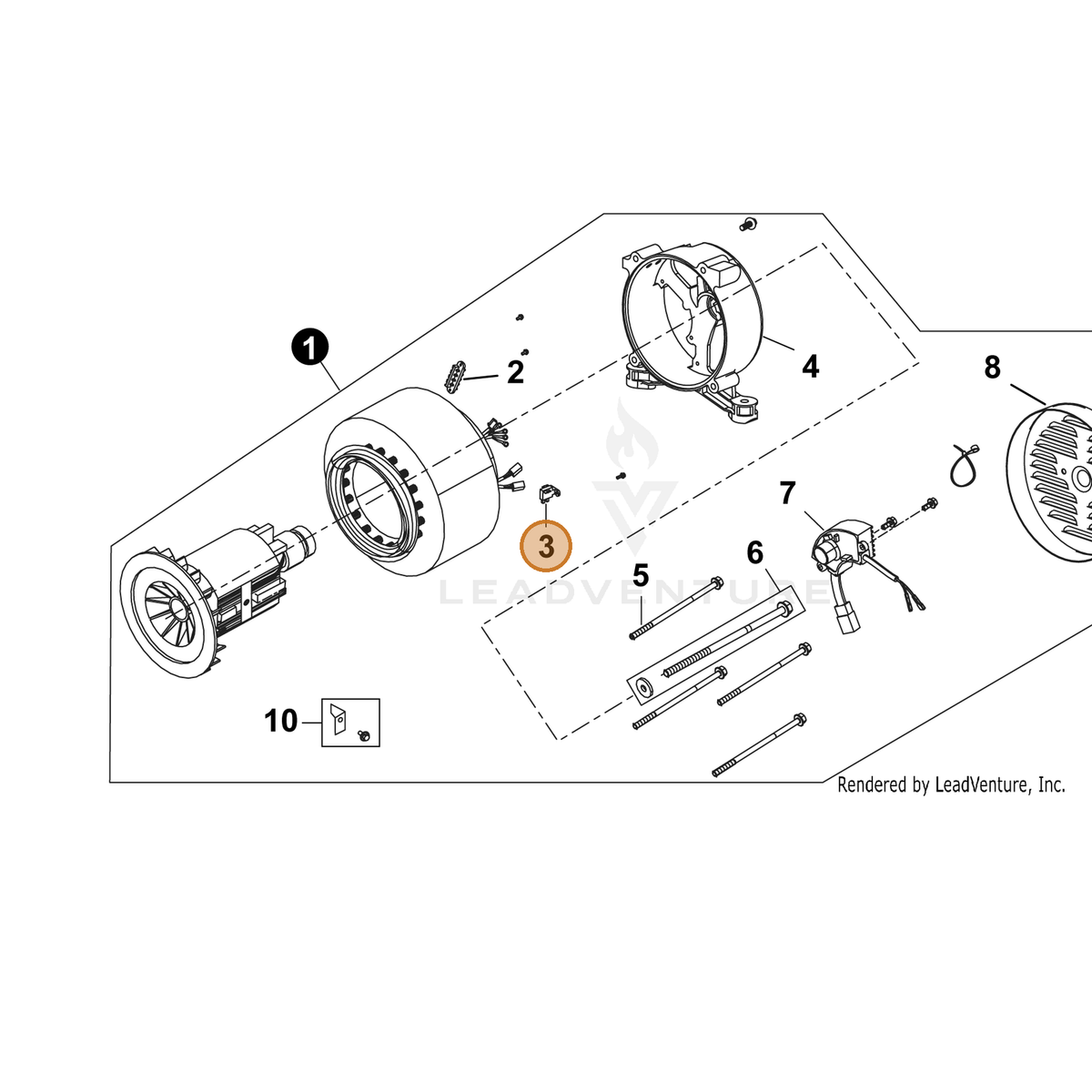 ECHO part YH328000000 — IPL diagram snippet (6x zoom, amber highlight)