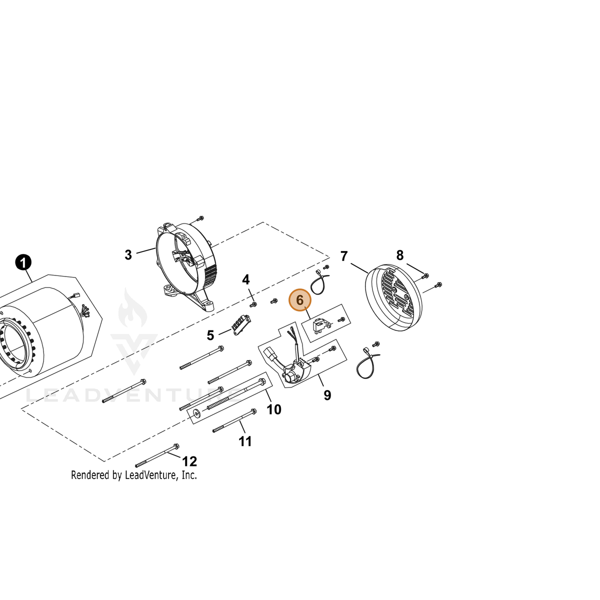 ECHO part YH328000020 — IPL diagram snippet (6x zoom, amber highlight)