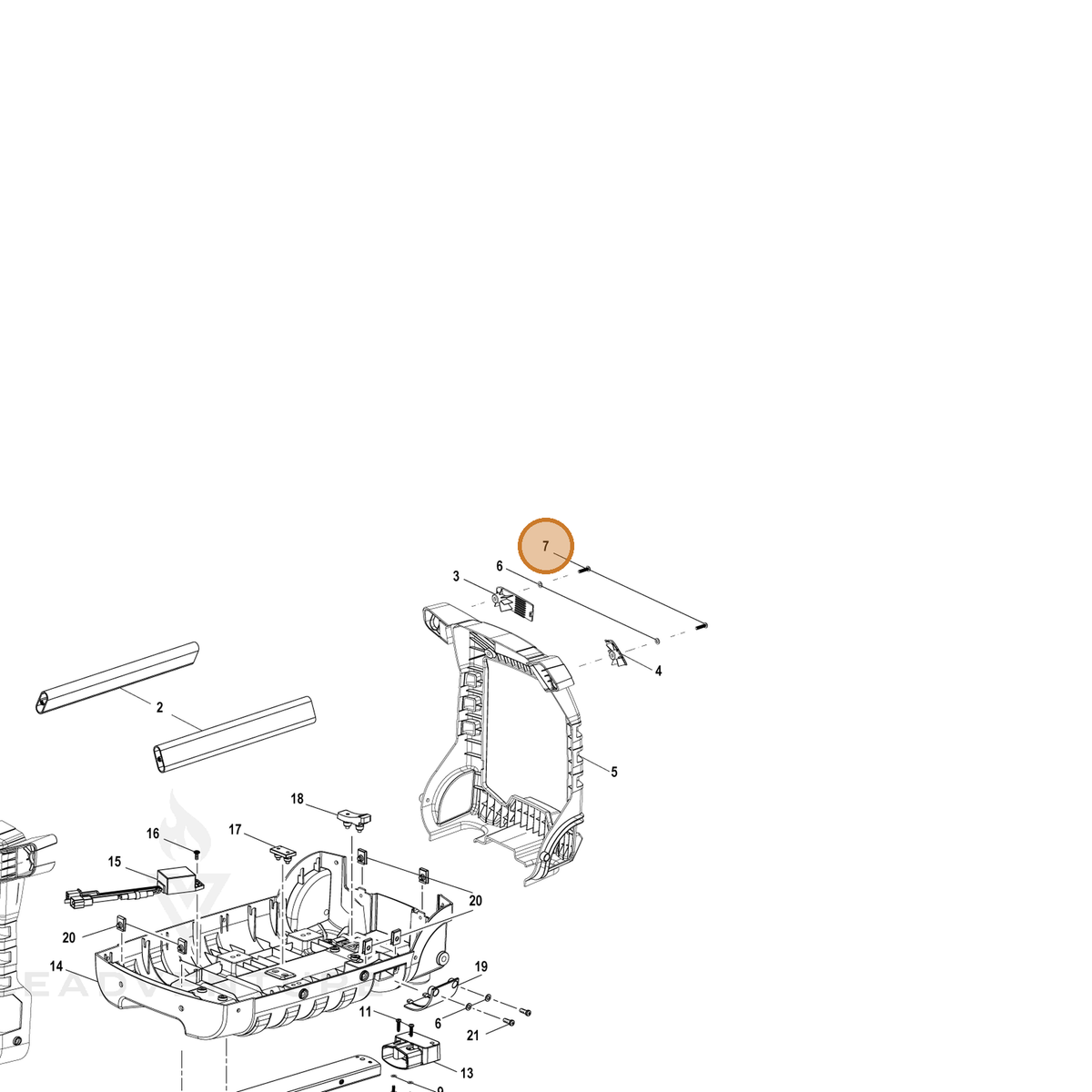 ECHO part YH403000010 — IPL diagram snippet (6x zoom, amber highlight)