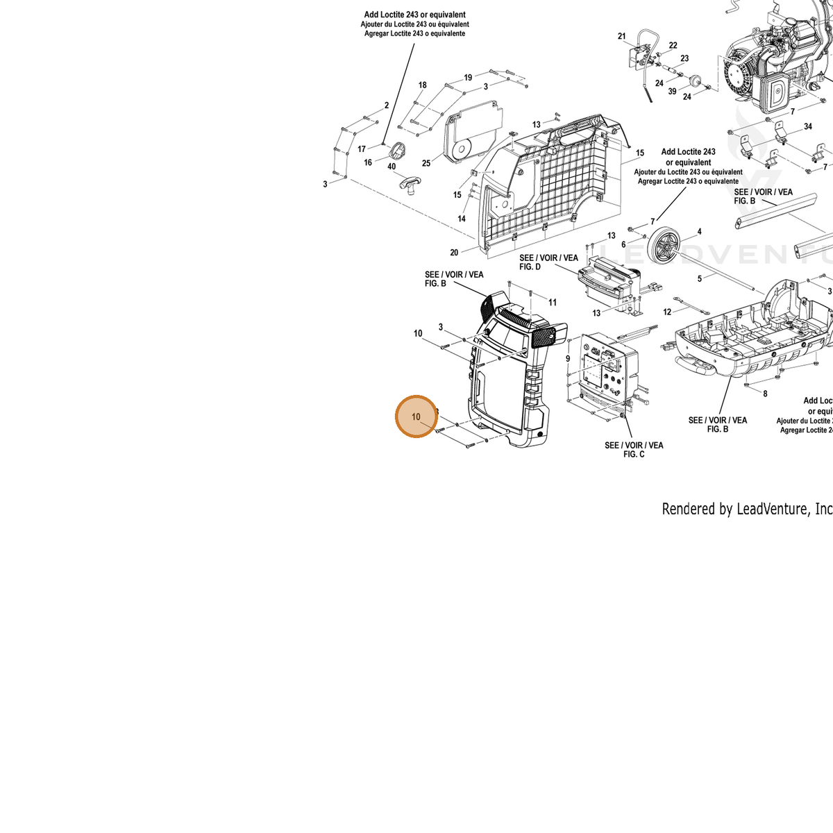 ECHO part YH403000020 — IPL diagram snippet (6x zoom, amber highlight)