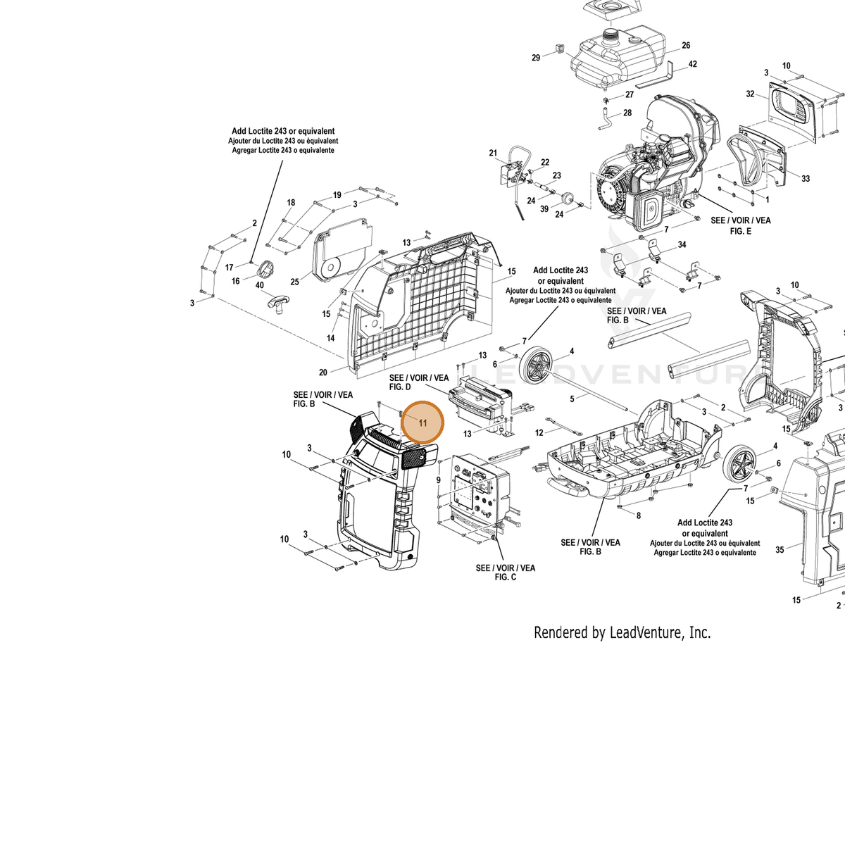ECHO part YH407000000 — IPL diagram snippet (6x zoom, amber highlight)