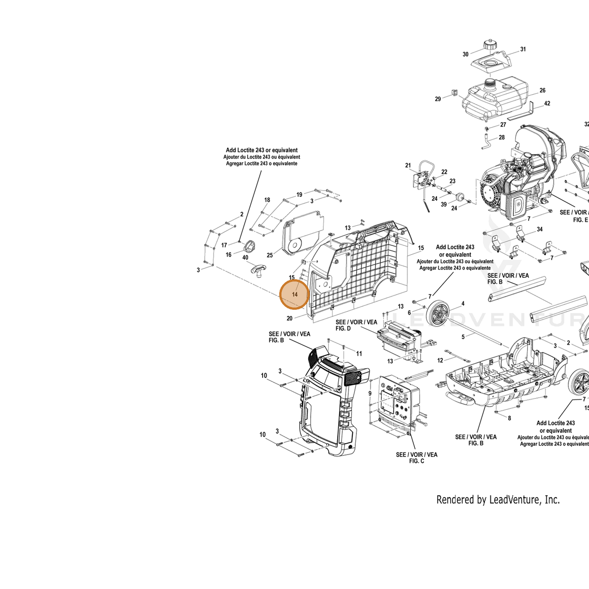ECHO part YH407000010 — IPL diagram snippet (6x zoom, amber highlight)