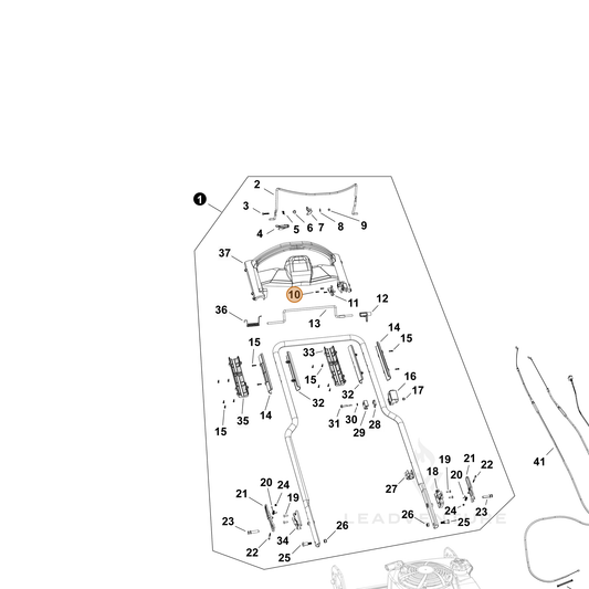 Echo part YH407000020 — IPL diagram snippet (6x zoom, amber highlight)