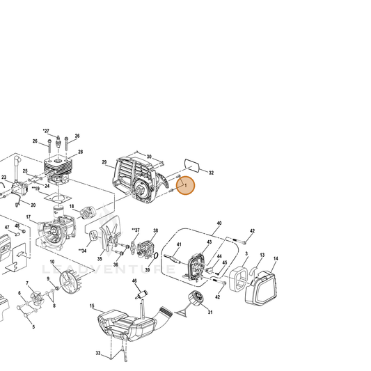 Echo part YH411000010 — IPL diagram snippet (6x zoom, amber highlight)