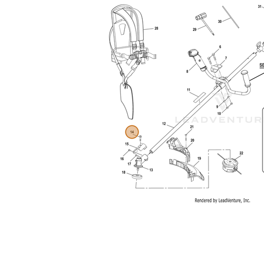 Echo part YH411000020 — IPL diagram snippet (6x zoom, amber highlight)