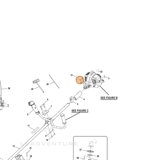 Echo part YH415000120 — IPL diagram snippet (6x zoom, amber highlight)