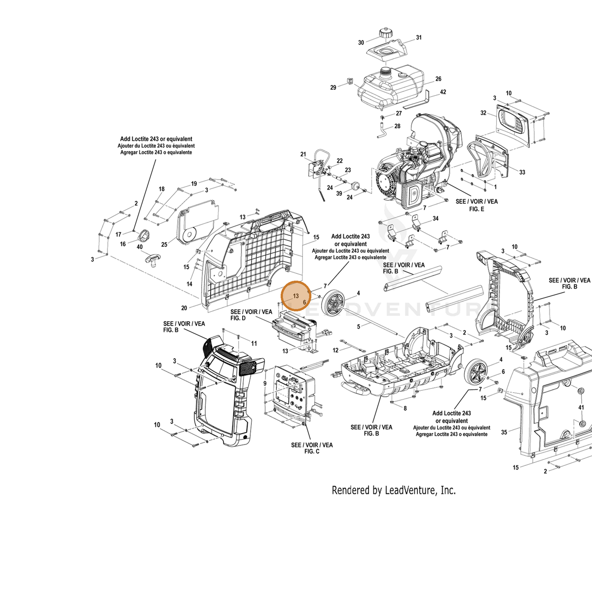 ECHO part YH415000180 — IPL diagram snippet (6x zoom, amber highlight)