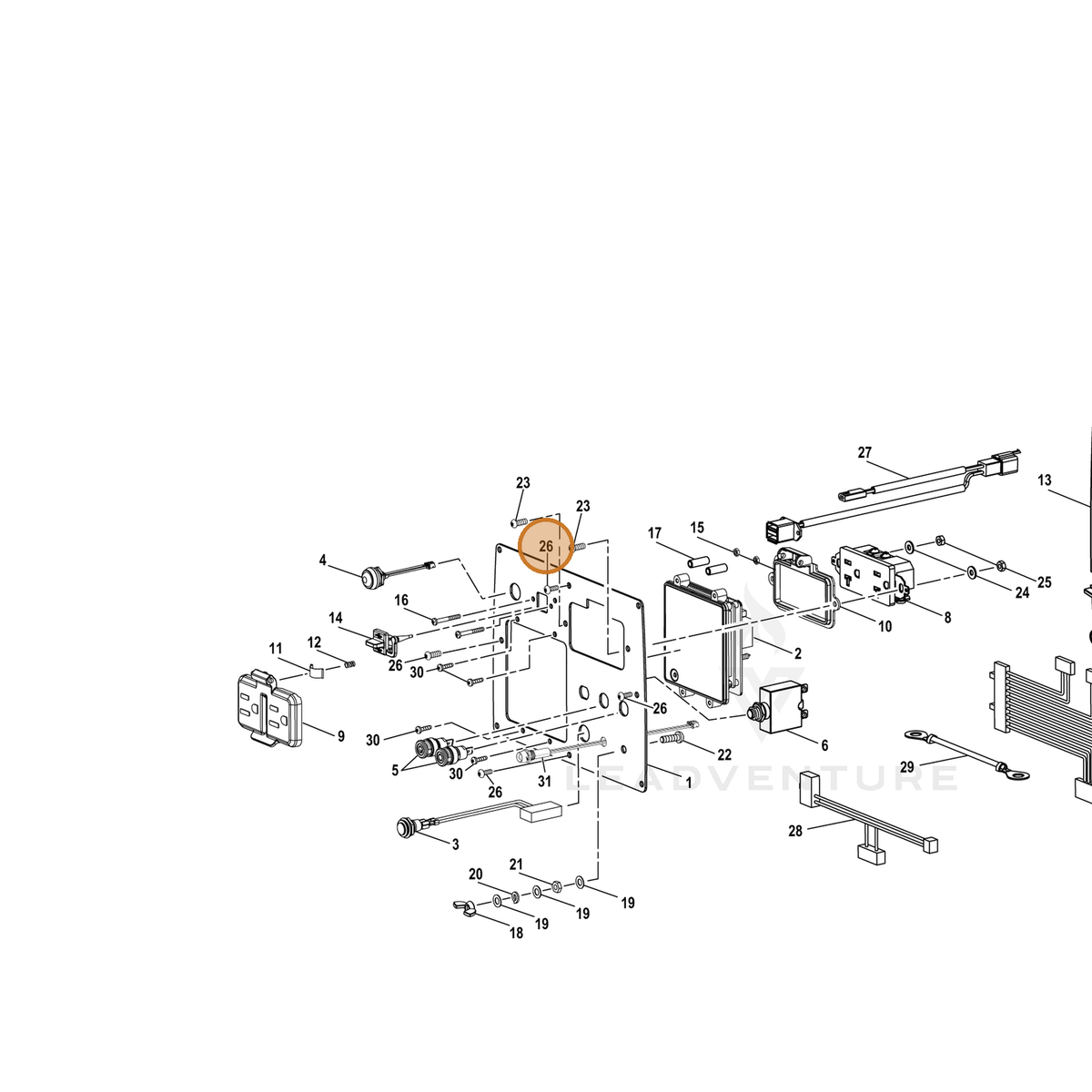 ECHO part YH415000200 — IPL diagram snippet (6x zoom, amber highlight)