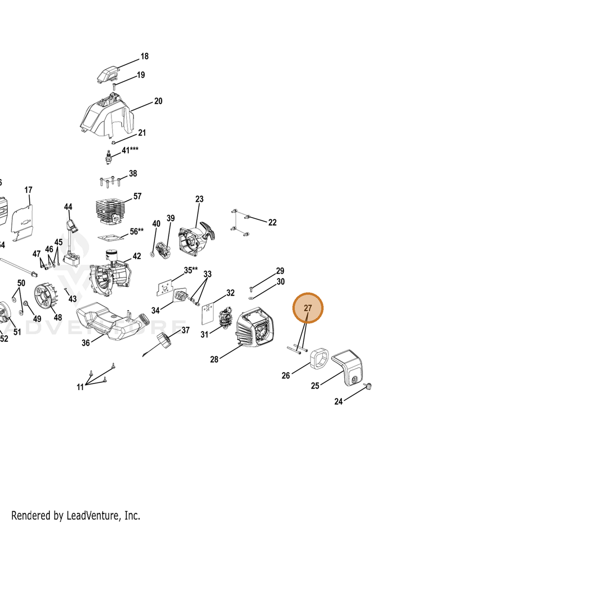 Echo part YH415000300 — IPL diagram snippet (6x zoom, amber highlight)
