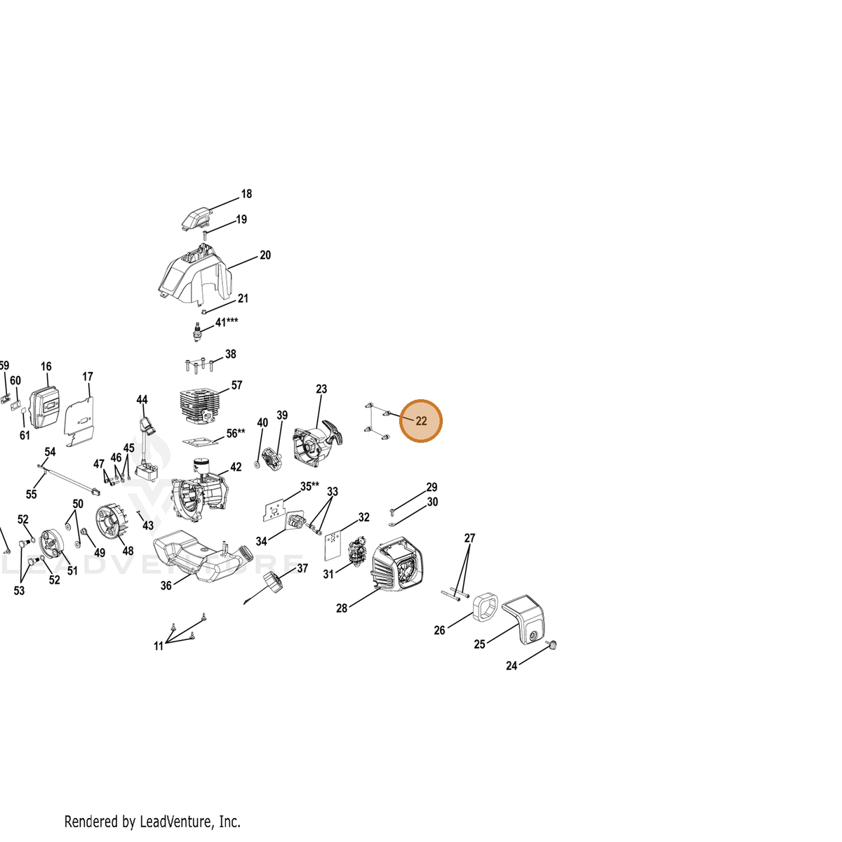 Echo part YH415000330 — IPL diagram snippet (6x zoom, amber highlight)