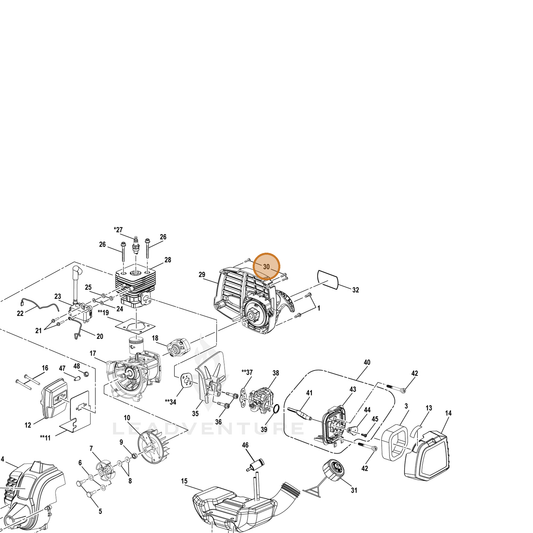 Echo part YH415000350 — IPL diagram snippet (6x zoom, amber highlight)