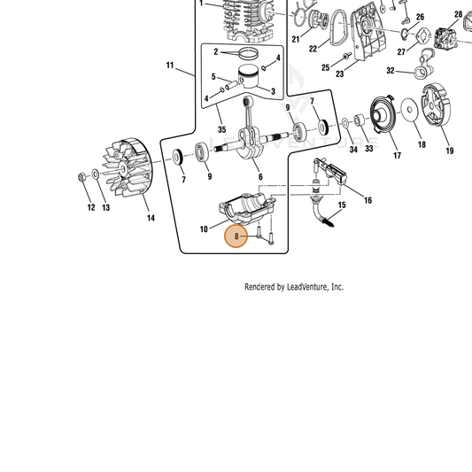Echo part YH415000460 — IPL diagram snippet (6x zoom, amber highlight)