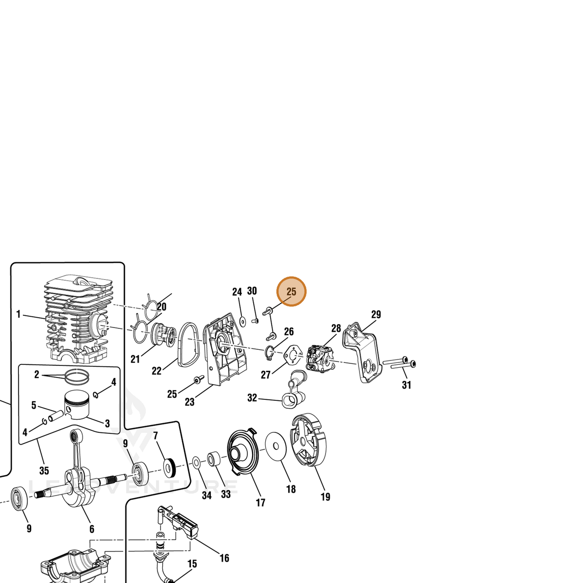 Echo part YH415000470 — IPL diagram snippet (6x zoom, amber highlight)