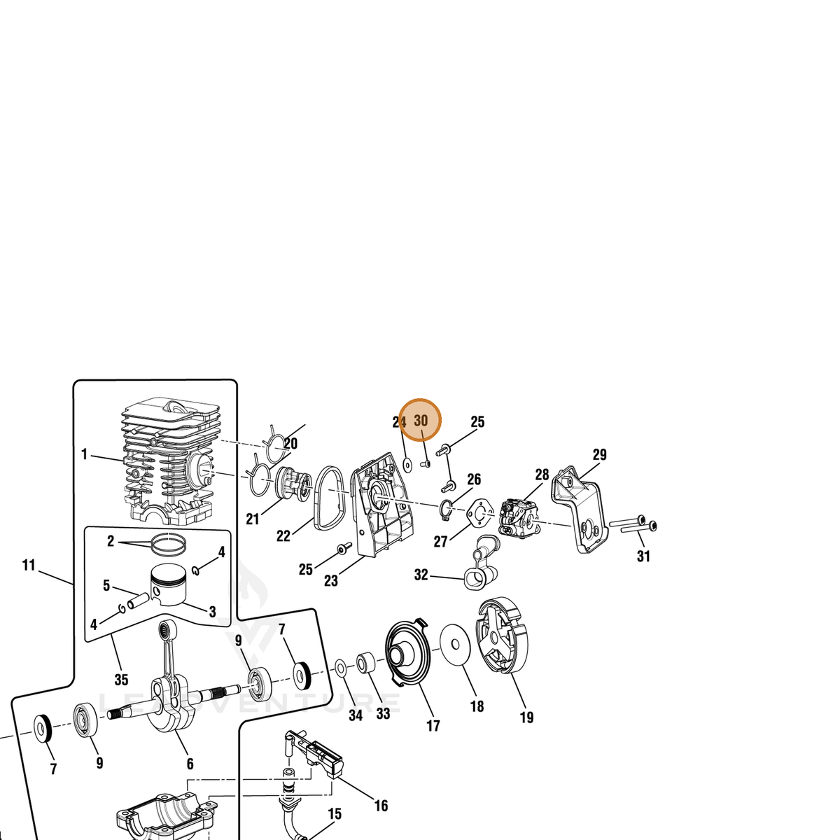 Echo part YH415000520 — IPL diagram snippet (6x zoom, amber highlight)