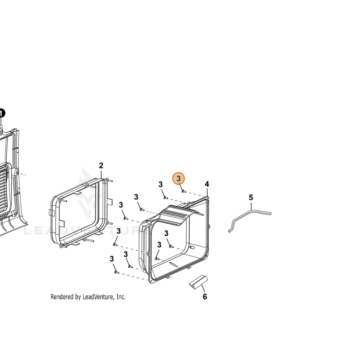 ECHO part YH415000570 — IPL diagram snippet (6x zoom, amber highlight)