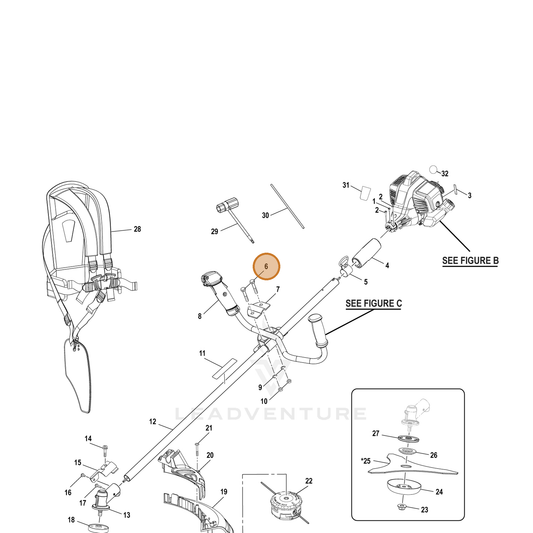 Echo part YH415000580 — IPL diagram snippet (6x zoom, amber highlight)