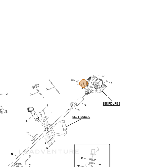 Echo part YH415000760 — IPL diagram snippet (6x zoom, amber highlight)