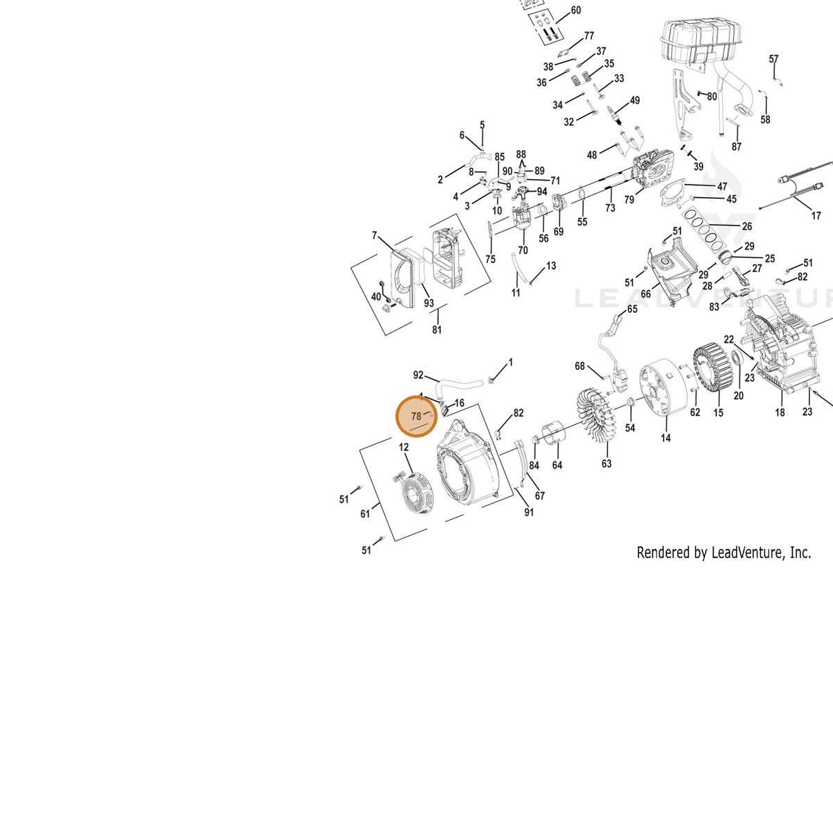ECHO part YH415000790 — IPL diagram snippet (6x zoom, amber highlight)