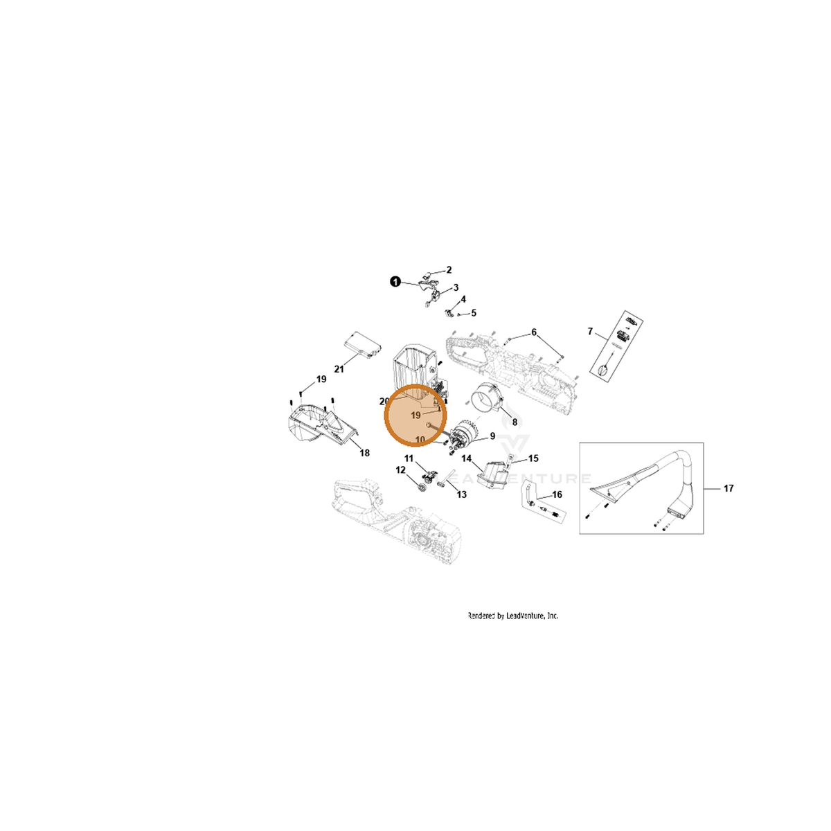 ECHO part YH415000870 — IPL diagram snippet (6x zoom, amber highlight)
