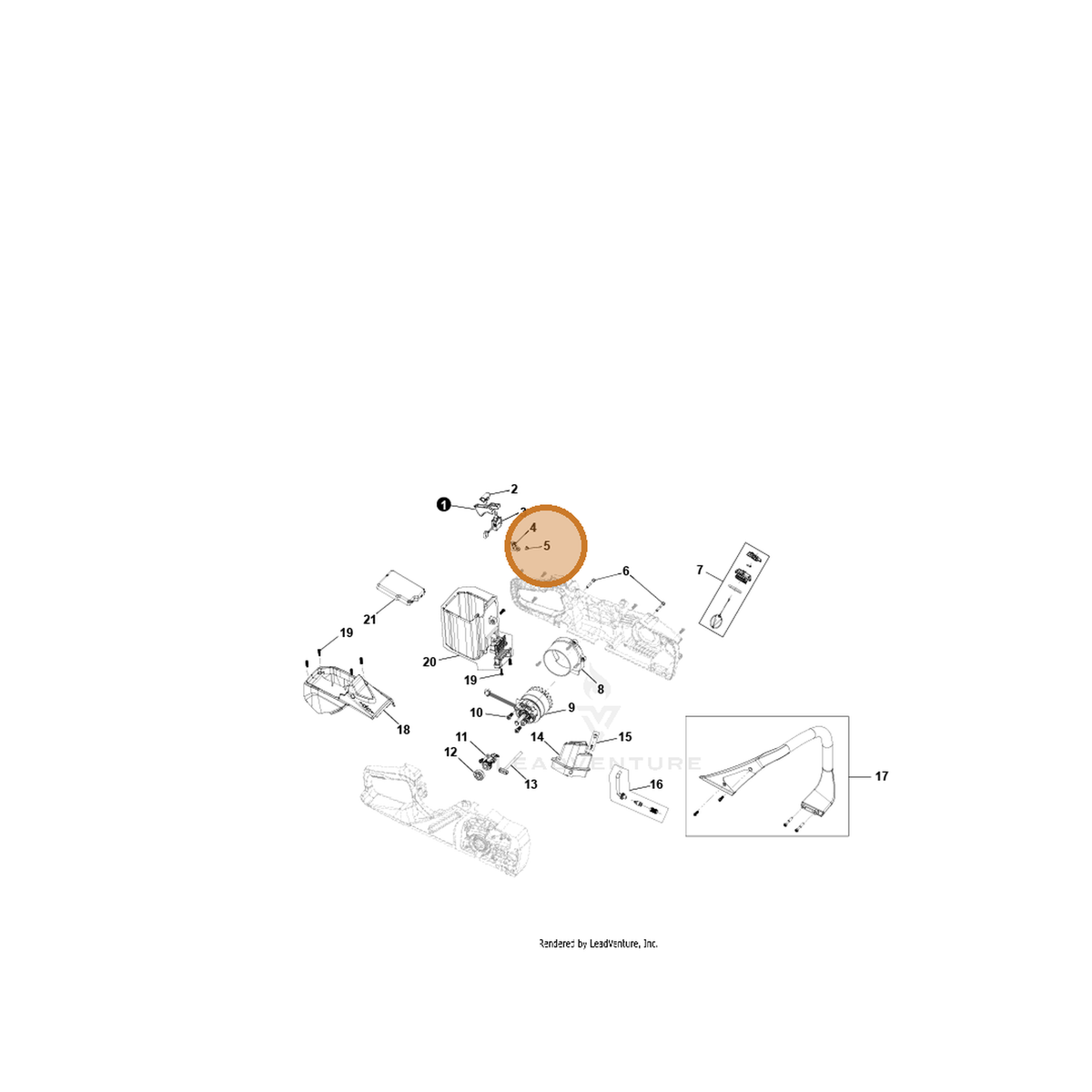 ECHO part YH415000880 — IPL diagram snippet (6x zoom, amber highlight)