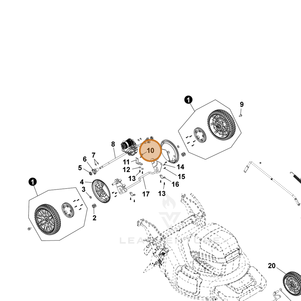 ECHO part YH415000930 — IPL diagram snippet (6x zoom, amber highlight)