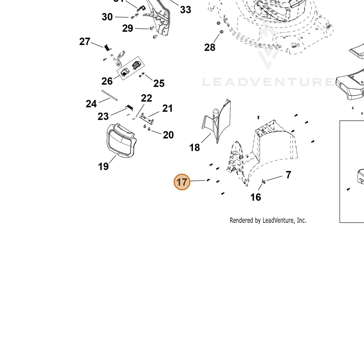 ECHO part YH415000940 — IPL diagram snippet (6x zoom, amber highlight)