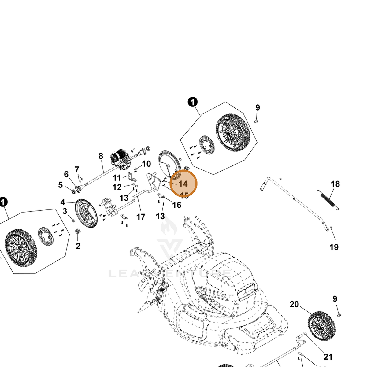 ECHO part YH415000960 — IPL diagram snippet (6x zoom, amber highlight)