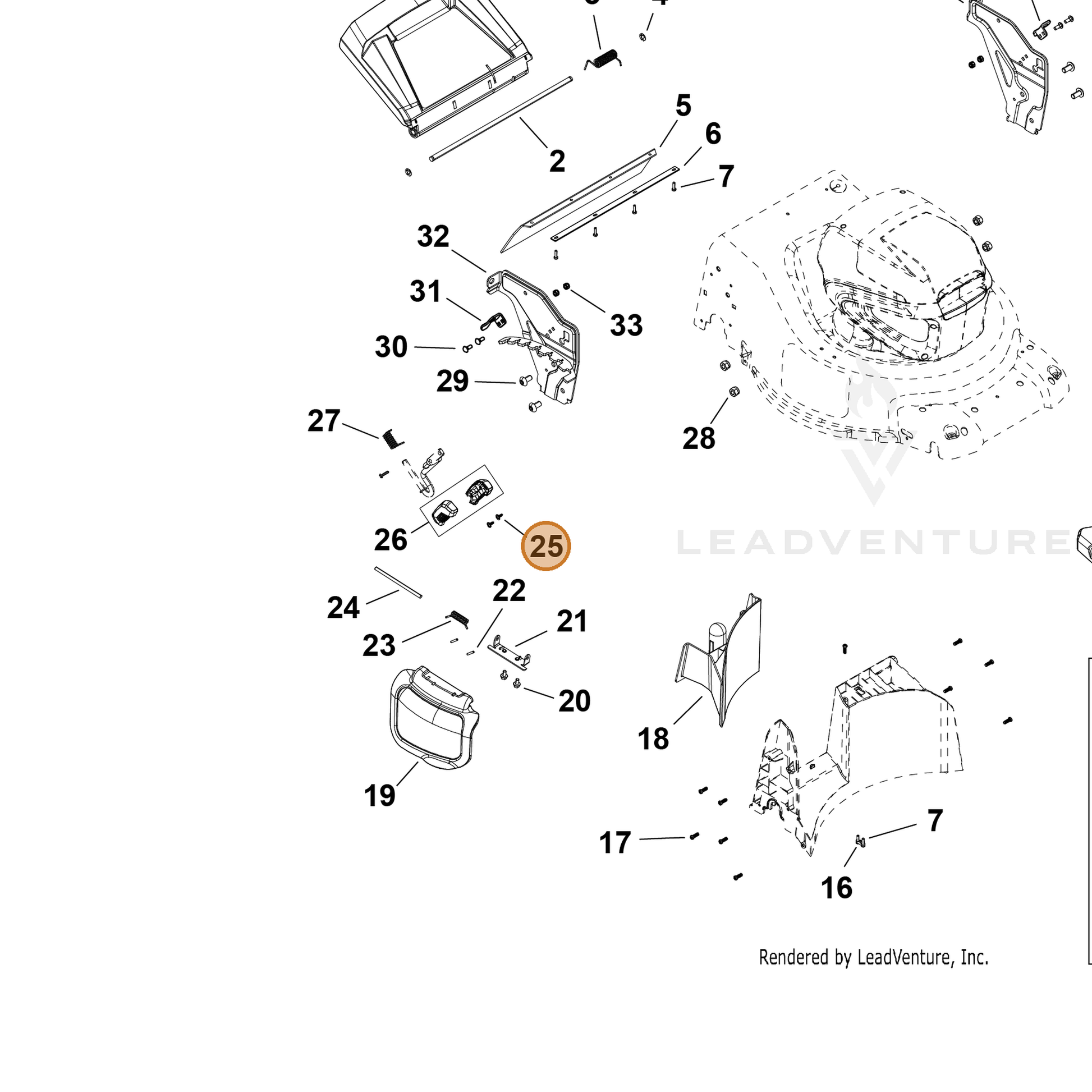 ECHO part YH415000980 — IPL diagram snippet (6x zoom, amber highlight)