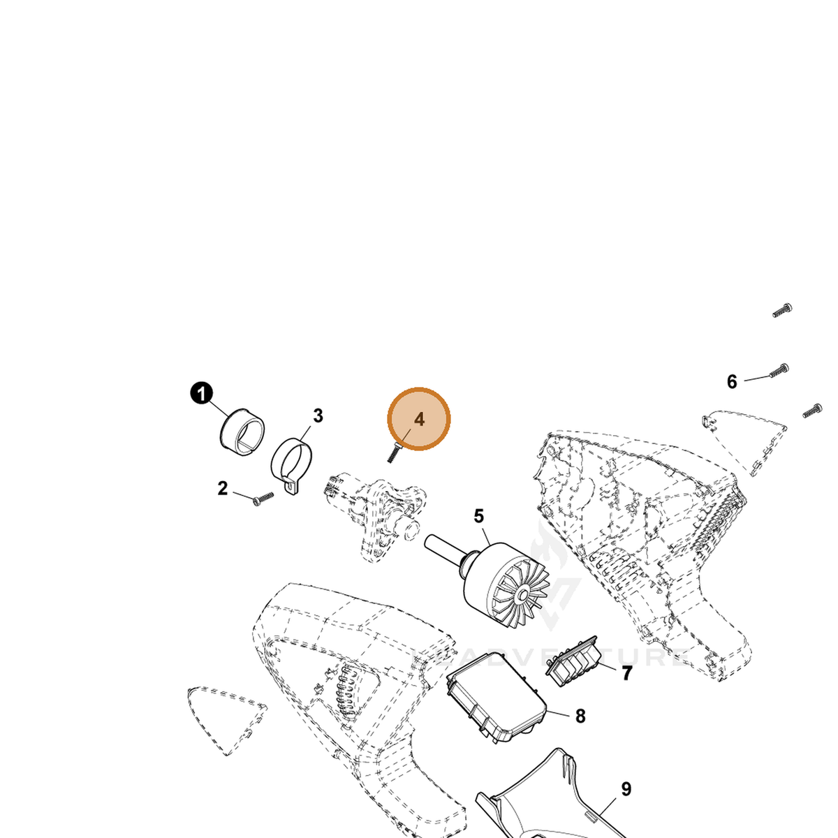 ECHO part YH415001050 — IPL diagram snippet (6x zoom, amber highlight)