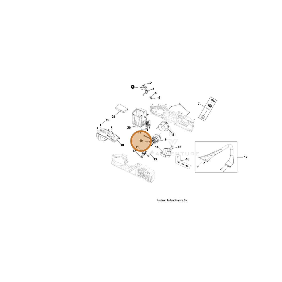 ECHO part YH415001090 — IPL diagram snippet (6x zoom, amber highlight)