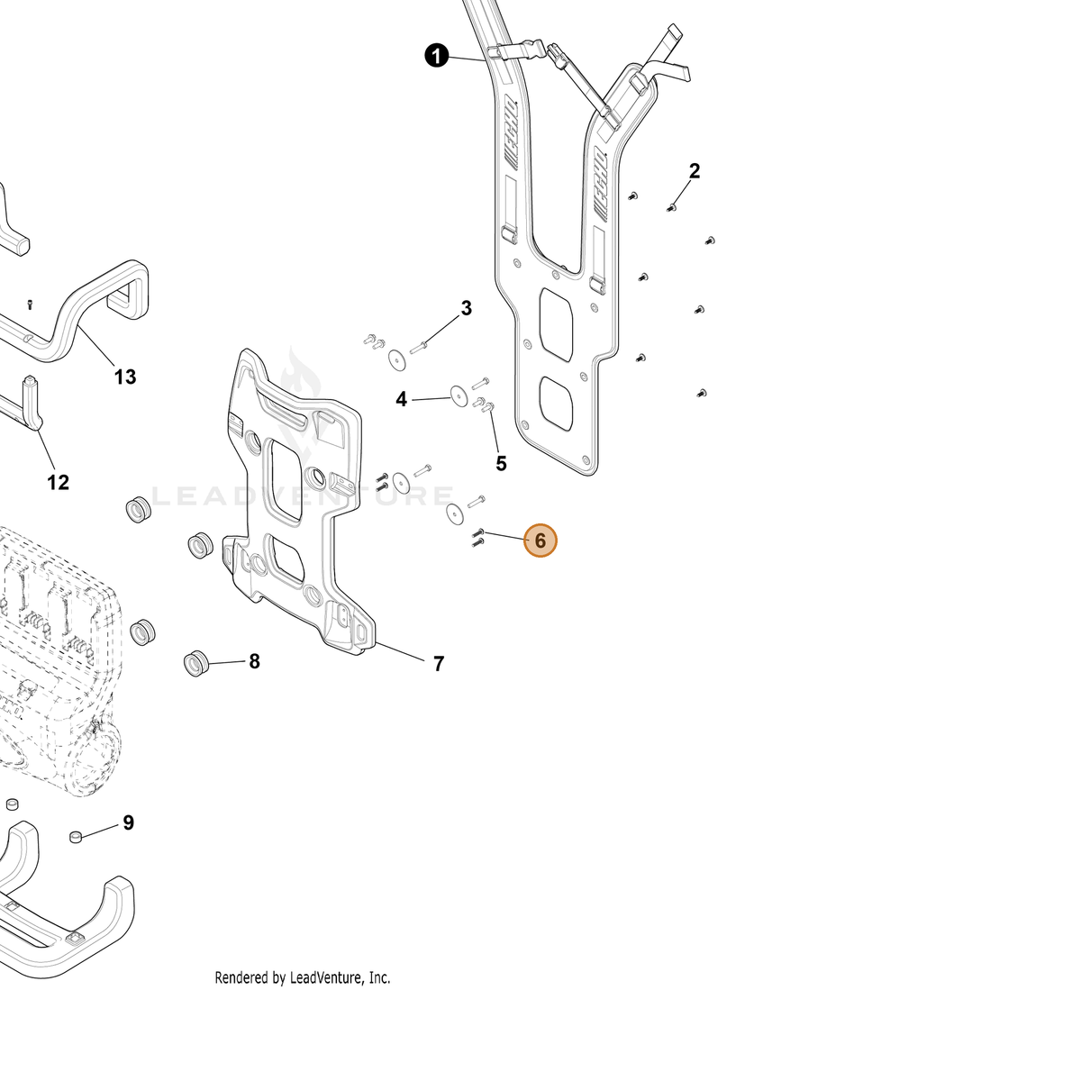 ECHO part YH415001140 — IPL diagram snippet (6x zoom, amber highlight)