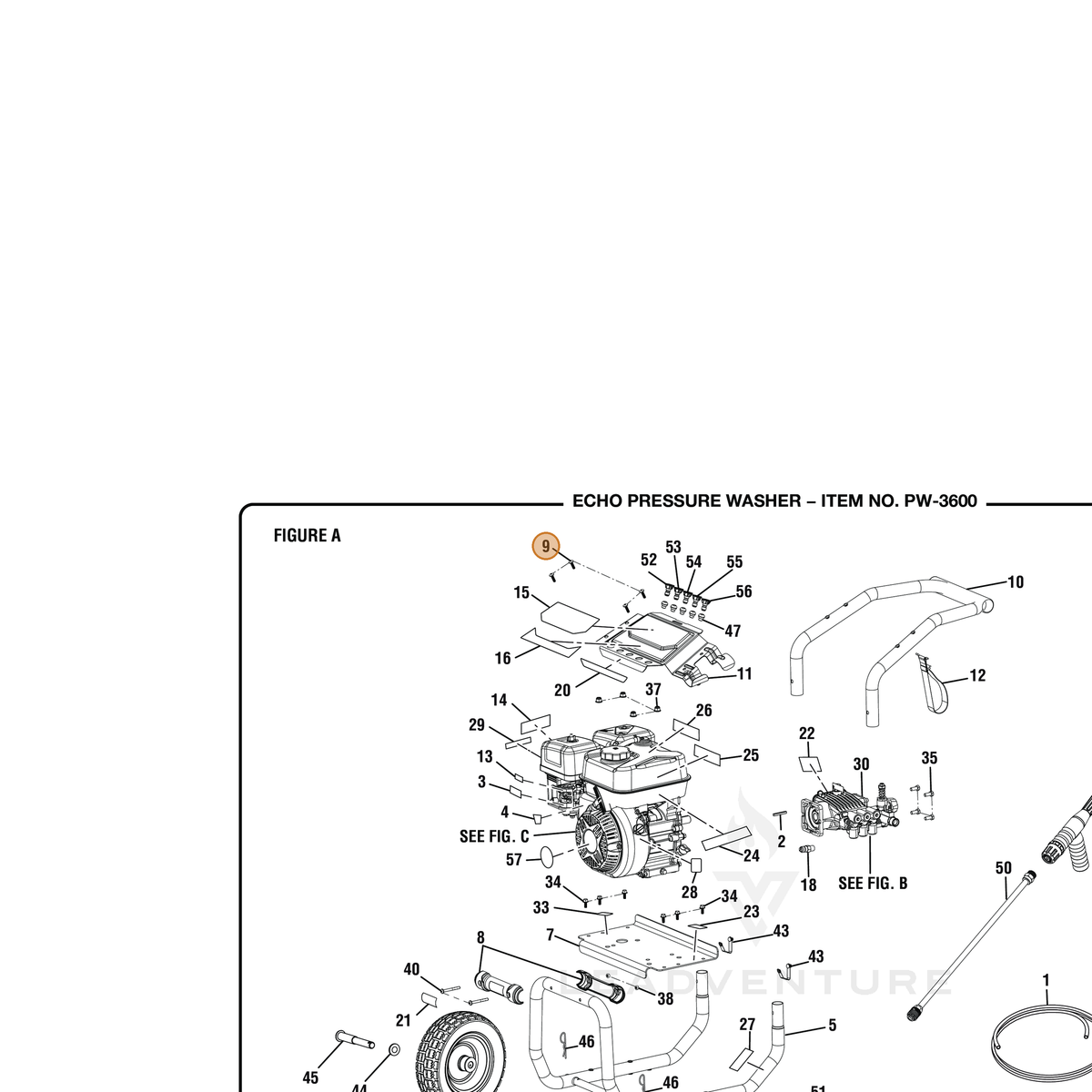 ECHO part YH417000060 — IPL diagram snippet (6x zoom, amber highlight)