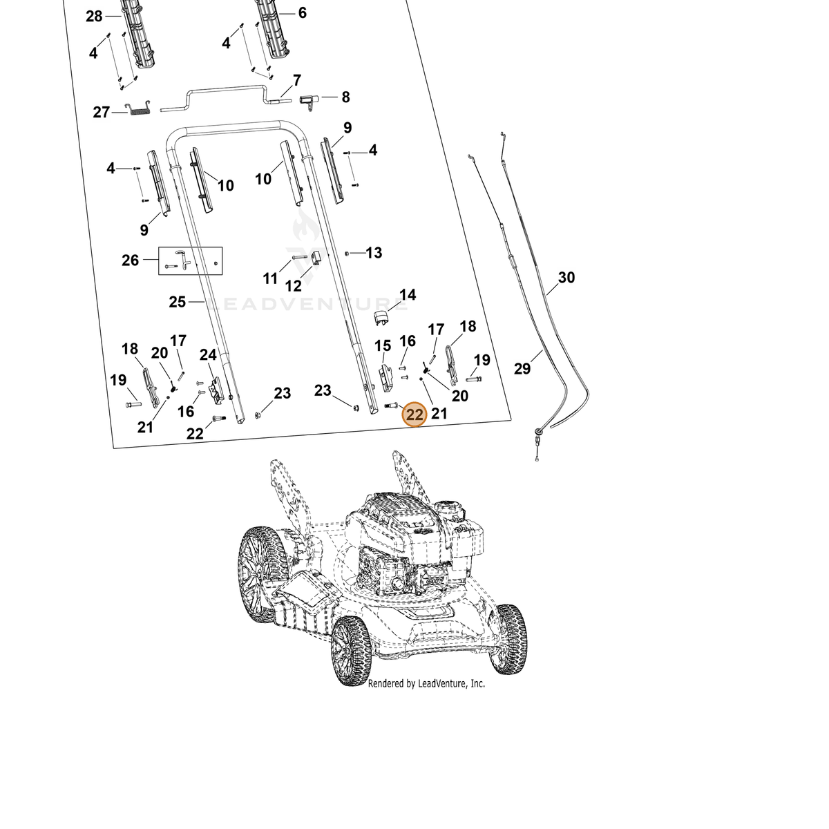 Echo part YH427000070 — IPL diagram snippet (6x zoom, amber highlight)