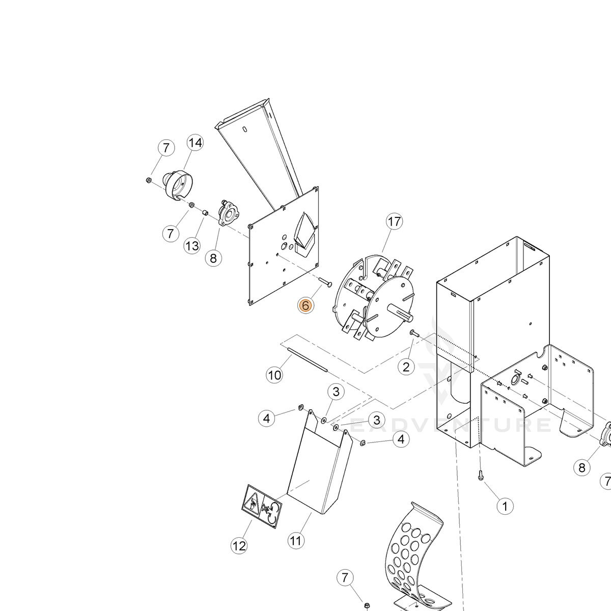 ECHO part YH434000080 — IPL diagram snippet (6x zoom, amber highlight)