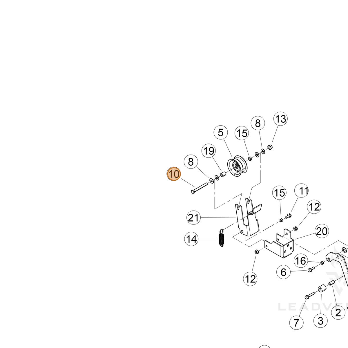 ECHO part YH434000090 — IPL diagram snippet (6x zoom, amber highlight)