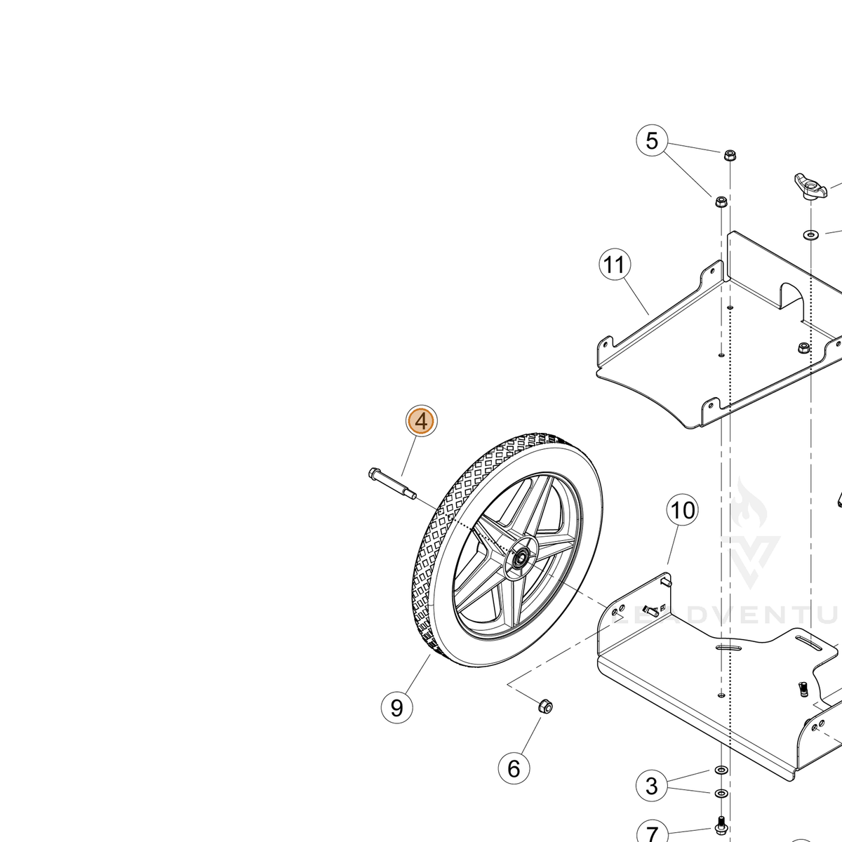 ECHO part YH434000140 — IPL diagram snippet (6x zoom, amber highlight)